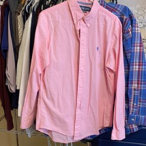Pink and white gingham button down